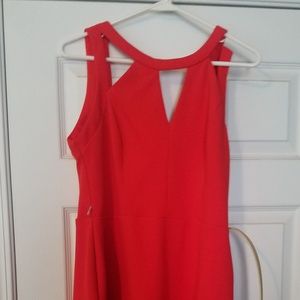 Red fitted knee length dress
